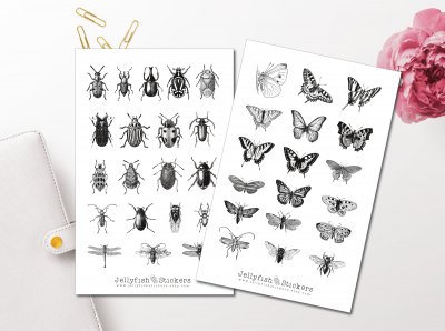 Vintage Insects Sticker Set